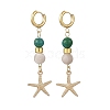 Synthetic Chrysocolla & Natural Agate Beads Hoop Dangle Earrings EJEW-JE07321-4
