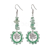 Alloy with Glass with Green Aventurinee & Tourmaline & Apatite Dangle Earrings EJEW-MZ00218-3