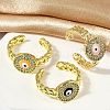 Brass Micro Pave Clear Cubic Zirconia Enamel Cuff Rings for Women RJEW-L113-030G-3