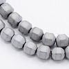 Frosted Electroplate Non-magnetic Synthetic Hematite Round Beads Strands G-N0014-4mm-19-1