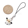 Sheep Glass Seed Beads Charms Mobile Straps HJEW-MZ00117-3