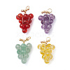 4Pcs 4 Colors Natural Quartz Crystal & Carnelian & Green Aventurine & Amethyst Round Cluster Pendants PALLOY-TA00204-1