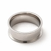 Non-Tarnish 201 Stainless Steel Grooved Finger Ring Settings STAS-P323-04P-2