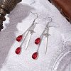 Teardrop with Sword Alloy Dangle Earrings EJEW-JE06311-1