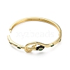 Cubic Zirconia Snake Hinged Bangle with Enamel BJEW-G673-03G-2