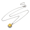 Square Brass Pave Cubic Zirconia Pendant Necklaces for Women NJEW-G156-02P-2