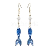 Glass & Shell Dangle Earrings EJEW-MZ00160-02-1