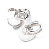 Brass Micro Pave Clear Cubic Zirconia Square Dangle Earrings Findings EJEW-A149-01A-P-2