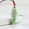 Fish Porcelain Whistle Pendant Necklaces with Adjustable Wax Cord FS-WG46CDC-05-2