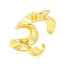 Wave Brass Cuff Rings for Women RJEW-P126-02G-1