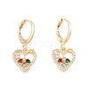 Colorful Cubic Zirconia Heart Dangle Leverback Earrings EJEW-N012-90-2