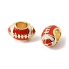 Sports Ball Brass Enamel European Beads KK-CBAF2EC-03G-02-2