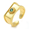 Rack Plating Brass Micro Pave Glass Open Cuff Rings RJEW-K266-12G-1