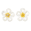 Natural Shell Braided Flower Stud Earrings EJEW-TA00093-3