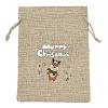 Christmas Printed Burlap Packing Pouches Drawstring Bags ABAG-Q053-02B-05-1