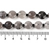 Natural Tourmalinated Quartz Beads Strands G-B094-A25-01-5