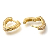 Rack Plating Heart Brass Pave Clear Cubic Zirconia Hoop Earrings EJEW-I310-09G-2