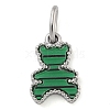 304 Stainless Steel Pave Synthetic Malachite Bear Charms with Jump Rings STAS-B075-01P-01-1