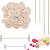 Olycraft 36 Sets 2 Styles Chinese Cherry Wood Unfinshed Wheel & Stick DIY-OC0004-17-1