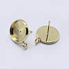 Brass Stud Earring Settings KK-P131-01A-12mm-G-2