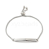 304 Stainless Steel Rectangle Link Slider Bracelet with Crystal Rhinestone and Box Chains for Women BJEW-G645-02P-2