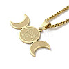 304 Stainless Steel Triple Moon Pendant Necklaces NJEW-P293-06G-2
