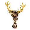 Animal Zinc Alloy Rhinestone Brooches JEWB-R052-01AG-02-1