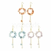 3 Pairs 3 Styles Natural Mixed Stone & Brass Dangle Earrings EJEW-TA00552-1