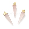 Natural Rose Quartz Pointed Pendants G-P487-02G-1