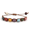 Handmade Weave Macaron Color Adjustable Dyed Natural Lava Rock Braided Bead Bracelets for Women Men RY4877-1-1