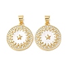 Brass Micro Pave Clear Cubic Zirconia Pendants KK-B083-35A-G-1