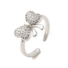 Bowknot Brass Micro Pave Clear Cubic Zirconia Cuff Rings for Women RJEW-G311-04B-P-1