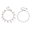 304 Stainless Steel Paperclip & Figaro Chain Bracelets for Women BJEW-JB12445-04-4