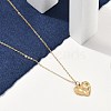 Ion Plating(IP) 304 Stainless Steel Textured Heart Pendant Cable Chain Necklaces for Women NJEW-P320-08G-3