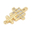 Brass Clear Cubic Zirconia Cross Connector Charms KK-Q028-33G-2