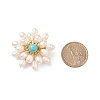 Synthetic Green Turquoise & Natural Pearl Braided Bead Flower Lapel Pin JEWB-TA00006-01-3