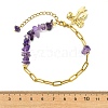 Natural Mixed Stone Chip Beads 304 Stainless Steel Paperclip Chain Bracelets with Alloy Bowknot Charms BJEW-JB14187-6