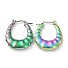 Ion Plating(IP) Rainbow Color 304 Stainless Steel Teardrop Hoop Earrings for Women EJEW-G293-12M-1