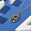 304 Stainless Steel Cubic Zirconia Twelve Constellations Runes Pendant Cable Chain Necklaces for Women NJEW-B121-02G-12-3