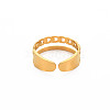 Ion Plating(IP) 304 Stainless Steel Curb Chain Shape Open Cuff Ring for Women RJEW-S405-220G-2