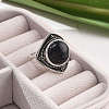 Synthetic Blue Goldstone Adjustable Rings G-P560-03AS-08-3