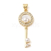 Brass & Shell & Clear Cubic Zirconia Pendants KK-I712-14G-1