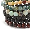 8MM Natural Mixed Stone Round Beads Strerch Bracelets Set for Men Women BJEW-JB07409-10