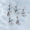 316L Surgical Stainless Steel Clear Cubic Zirconia Curved Barbell Belly Rings WG7644D-03-3