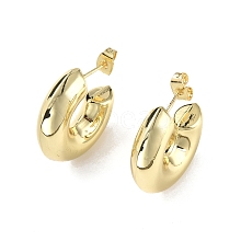 Brass Thick Ring Stud Earrings EJEW-P214-15G