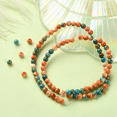 Synthetic Ocean White Jade Round Beads Strands G-YW0001-42A-1