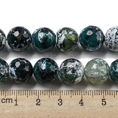 Faceted Natural Fire Crackle Agate Beads Strands G-F447-12mm-N11-1