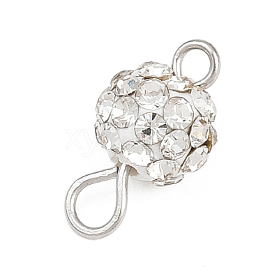 Round Polymer Clay Crystal Rhinestone Connector Charms PALLOY-JF04455-1