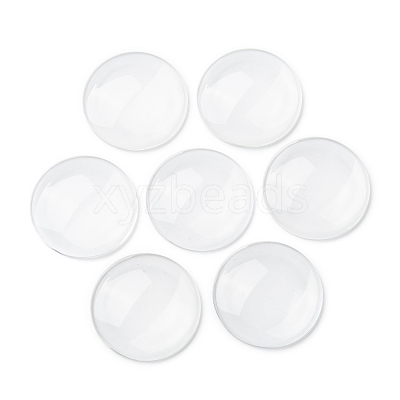 Transparent Glass Cabochons X-GGLA-R026-35mm-1