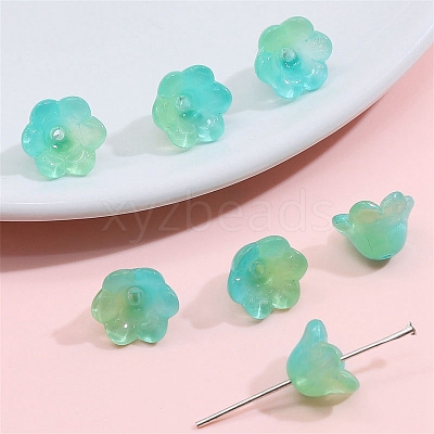 10Pcs Gradient Color Transparent Glass Bead Caps PW-WG464DA-24-1